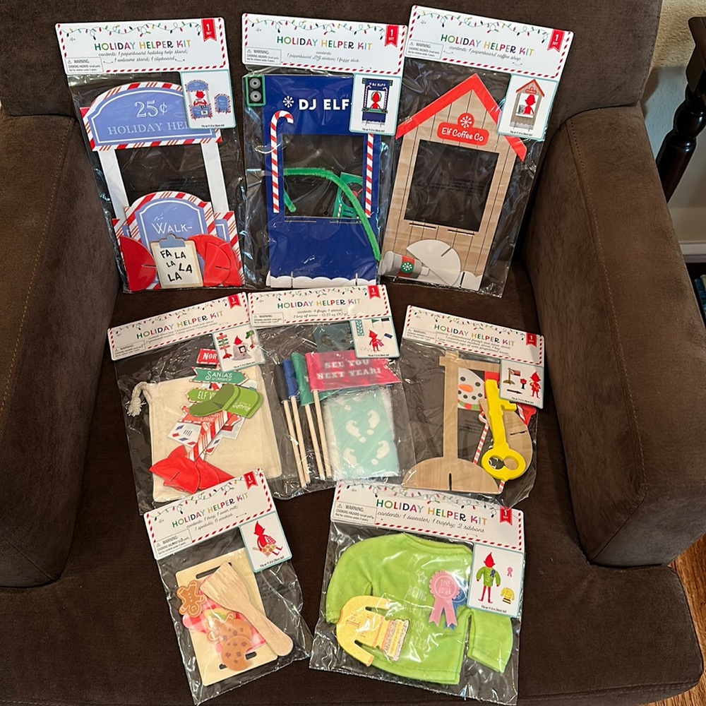 Target Santas elf Holiday helper accessories 8 packaged themes, all NWT